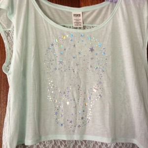 Just Reduced! VS Pink hi-lo lace back tee