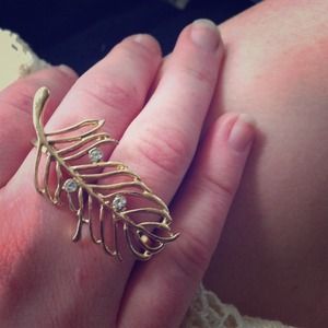 Gold Feather Double Ring