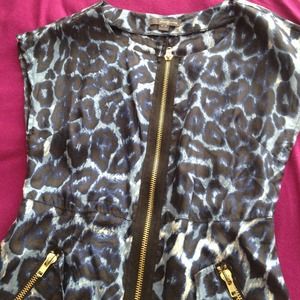 Blue/black leopard print dress