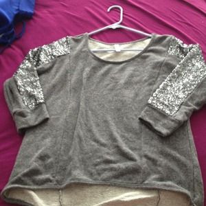 Sequin sleeve sweatshirt