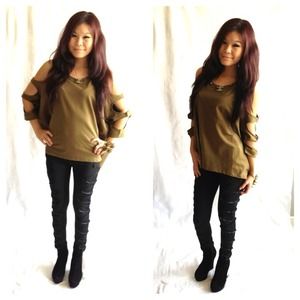 Studded Batwing Ladder Top