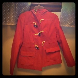 Red toggle coat