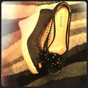 Shoes - Black peeptoe wedges Shoes - Black peeptoe wedges