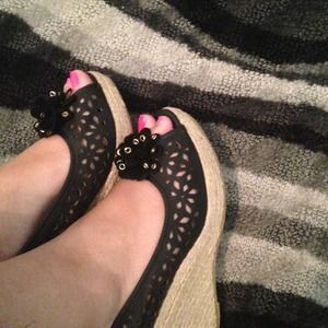 Shoes - Black peeptoe wedges Shoes - Black peeptoe wedges