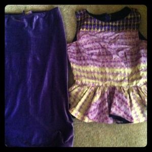 A custom made peplum with a velvet pencil skirt