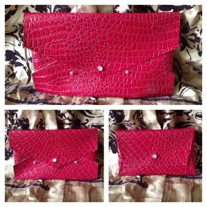 Custom Made Red Dragon Hide Print Clutch