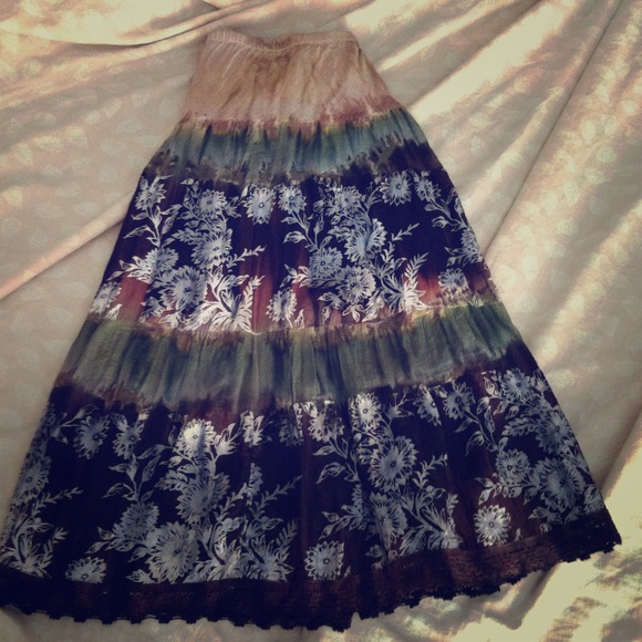 Bohemian style knee length skirt