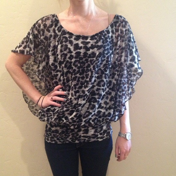 Silver and black leopard print top