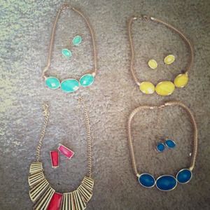 Gorgeous necklaces with matching earrings.