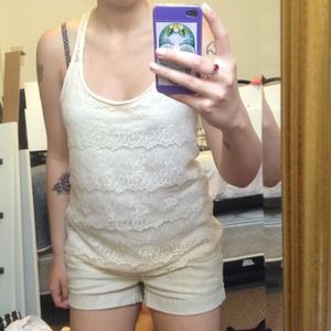 Cream lace racerback top