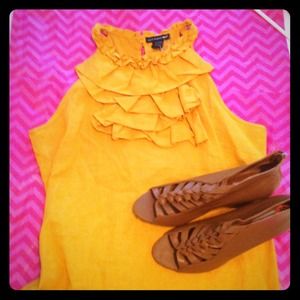Yellow halter ruffle top