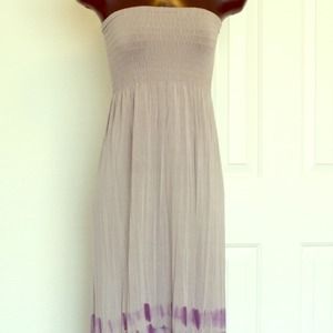 Maxi strapless dress with tye-die bottom