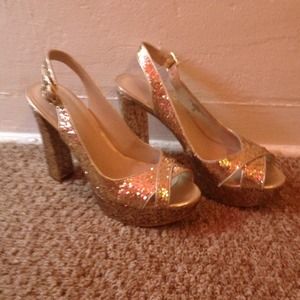 Gold glitter heels