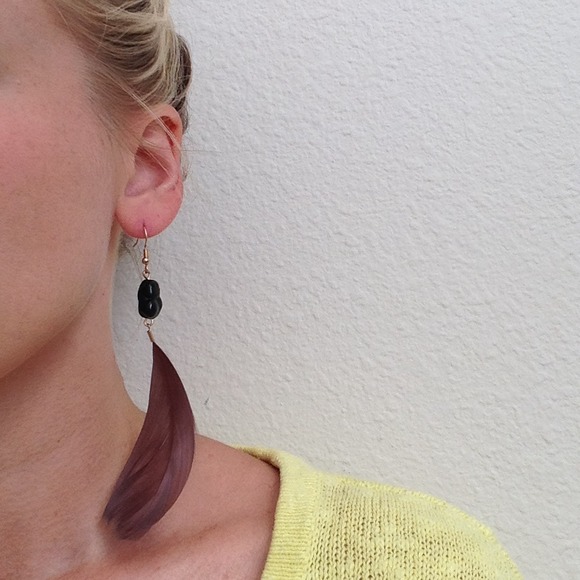 ❌❌❌Stone Accent Feather Earrings - Picture 4 of 4