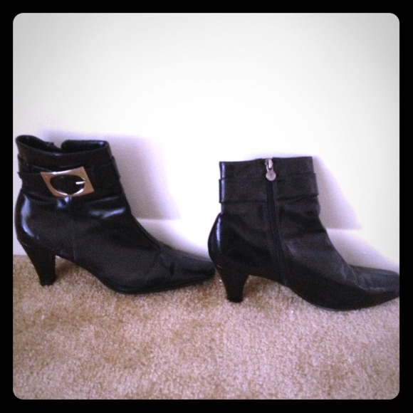 Black Patten Leather Ankle Boots
