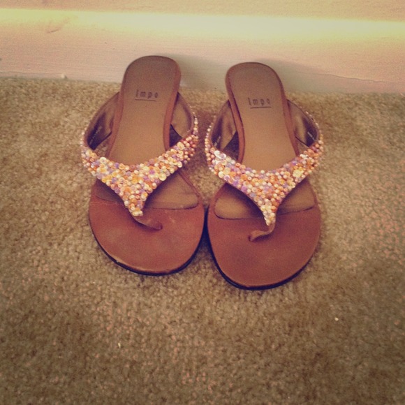 Brown Beaded Sandals