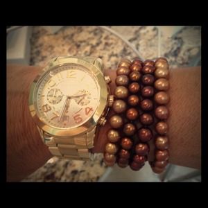 Strands of faux bronze pearls!