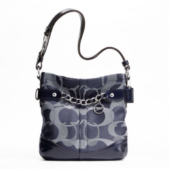 Coach Optic Metallic Signature Chain Navy Bag