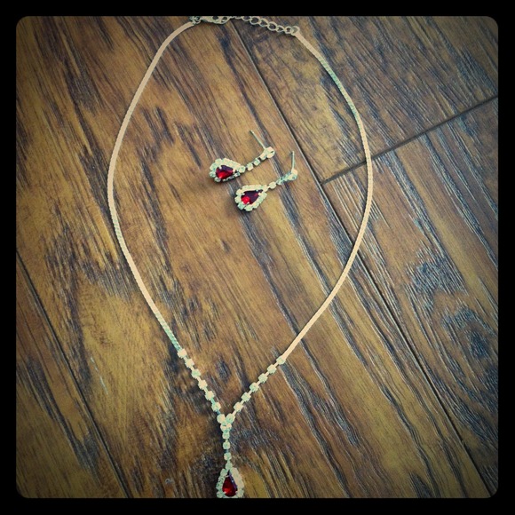 Rhinestone Necklace, Earrings and Bracelet