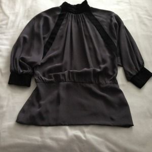 Black Halo silk open-back blouse