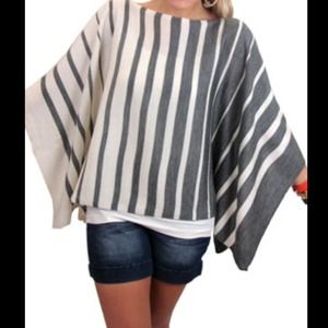 Striped Poncho with peek a boo shoulders
