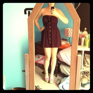 Deep purple strapless dress