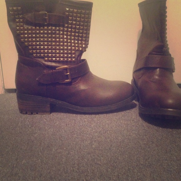 Brown studded boots