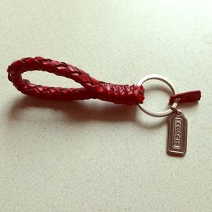 Vintage Coach braided red leather key fob