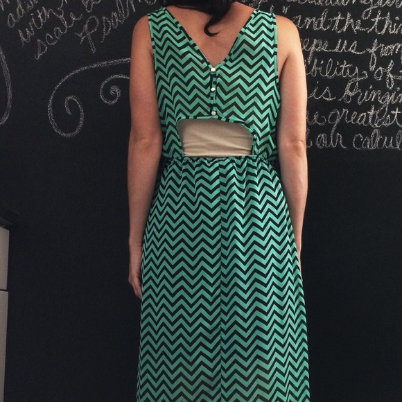 ♦♦♦SOLD♦♦♦New Chevron Mint Black Hi-Lo Dress! M - Picture 3 of 4