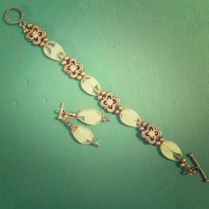 Sterling silver bracelet and earring set
