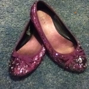 Purple/silver sequin flats
