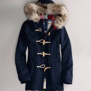 💞💖Cute American Eagle fur hoodie toggle coat