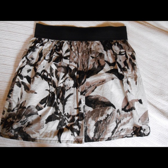 Brown and black floral skirt
