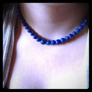 14 inch blue lapis bead choker
