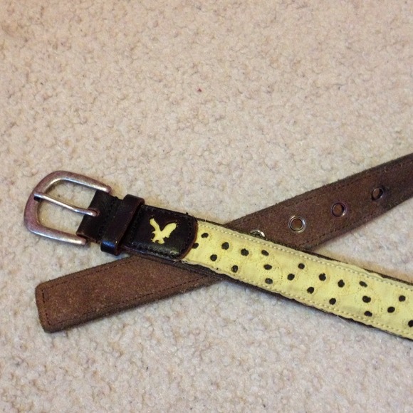 Yellow eyelet lace leather belt
