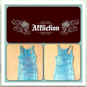 Affliction Tops - Affliction V Neck Tie-Dyed long tank top studded Affliction Tops - Affliction V Neck Tie-Dyed long tank top studded
