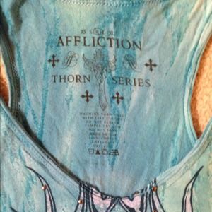 Affliction Tops - Affliction V Neck Tie-Dyed long tank top studded Affliction Tops - Affliction V Neck Tie-Dyed long tank top studded
