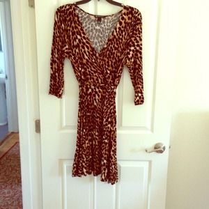 Leopard print faux wrap dress