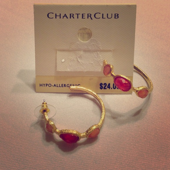 Pink and gold hoop earrings. Never been worn!