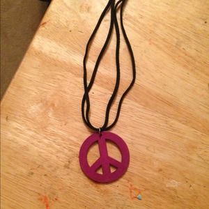 Cute purple and black peace sign necklace
