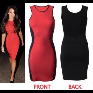 Sexy red and black curve hugging dress.