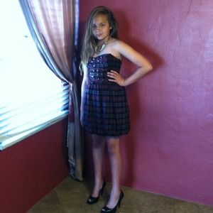 Plaid strapless party dress