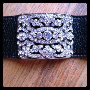 Diamond Leather Cuff Bracelet