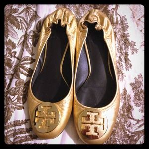 SOLD Tory Burch Gold Reva flats