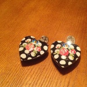 Betsey Johnson Heart Shape Polka Dot Earring
