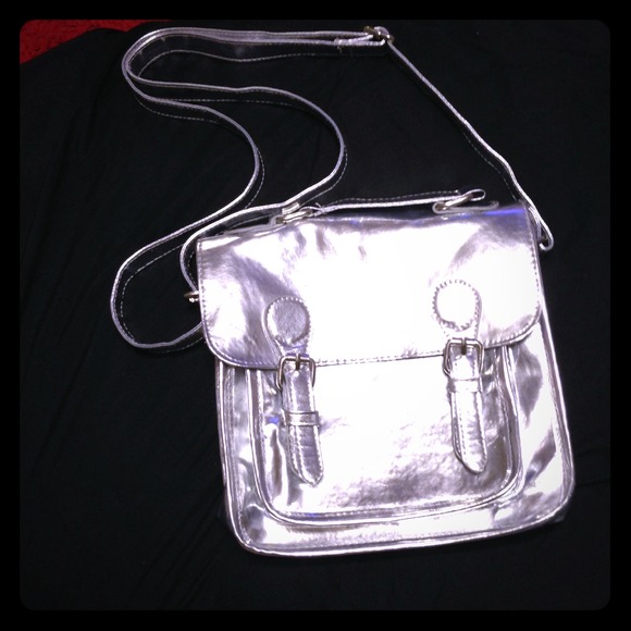 Silver messenger bag
