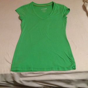 Green V-neck small barely warn