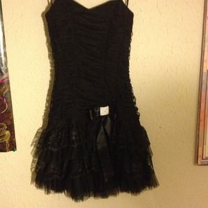 black party dress, corset like, with accent. :)