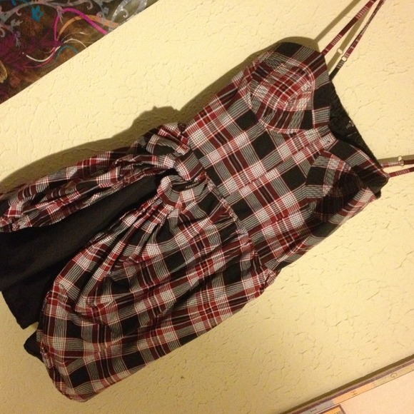 plaid red & black dress.