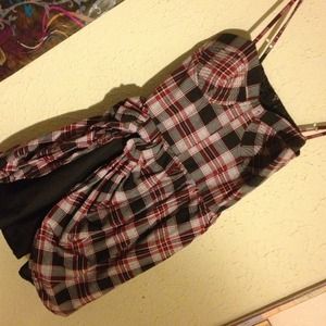 plaid red & black dress.